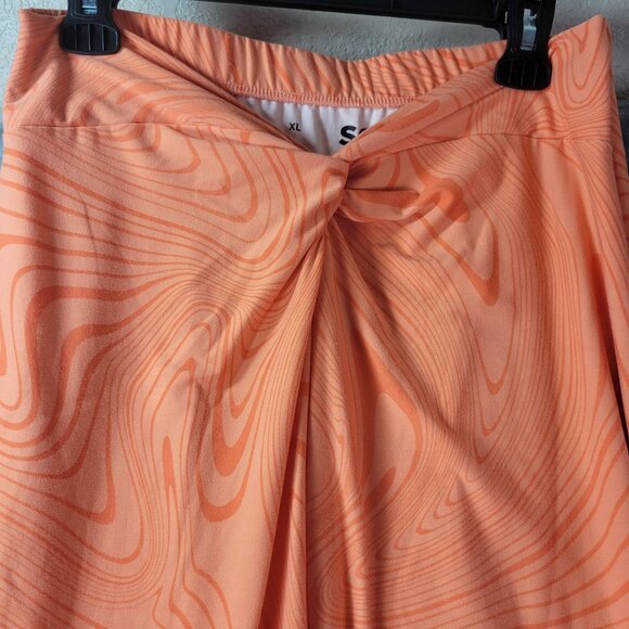 SO Juniors XL High Rise Maxi Skirt Orange Abstract Print Y2K Retro Summer Vibe - Picture 3 of 7
